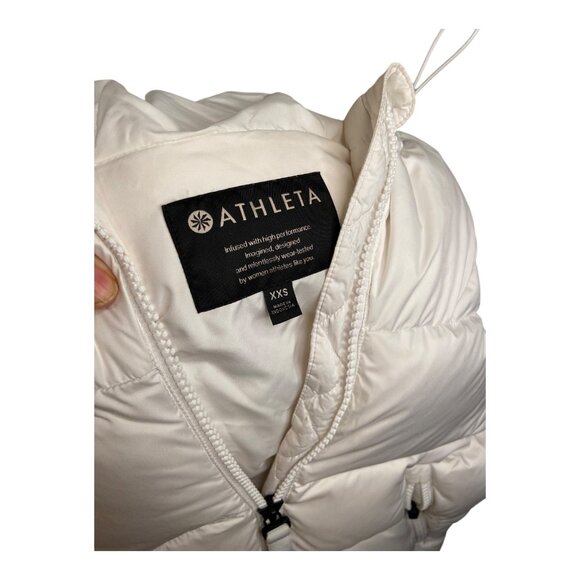Athleta XXS Snow Goose Down Jacket white puffer hike wear full zip - Picture 7 of 7